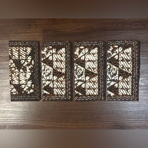 Vintage Batik Bali SET OF 4 Handkerchiefs / Pocket Squares